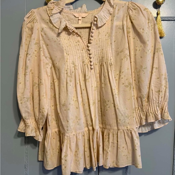 Rebecca Taylor Tops - Rebeca teilor Women's Floral Ruffle Peasant Blouse - Cream